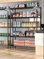 5 Tier Adjustable Storage Shelves Heavy Duty Metal Utility Shelf 1750LBS Capacity Wire Shelving Unit Organizer Rack for Home Kitchen Garage Pantry Room 18" D x 46" W x 77" H Black