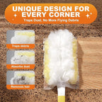 JOYMOOP Disposable Duster for Cleaning, with 1 Yellow Handles & 12 Ct Yellow Heavy Duty Refills for Swiffer Feather Duster, Household Cleaning Tool for Electronics, Dusting Furniture, Blinds