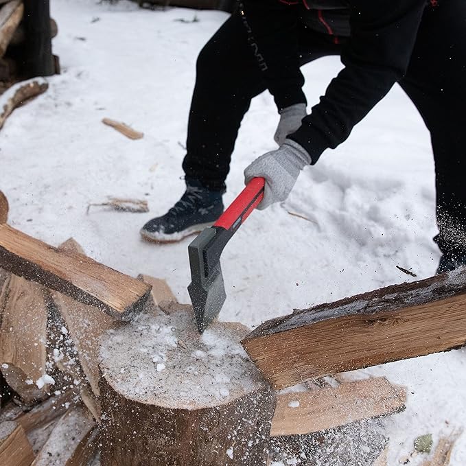 INTERTOOL Wood Splitting Axe for Firewood Logs 28” - Maul Ax Splits Medium to Large Rounds with Composite Shock Absorbing Non-Slip Handle - Carry Sheath - HT08-0298