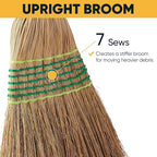 Yocada Heavy-Duty Broom Corn Broom Outdoor Commercial Indoor for Courtyard Garage Lobby Mall Market Floor Home Office Leaves Stone Dust Rubbish 59.8inch