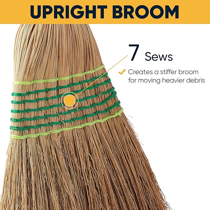 Yocada Heavy-Duty Broom Corn Broom Outdoor Commercial Indoor for Courtyard Garage Lobby Mall Market Floor Home Office Leaves Stone Dust Rubbish 59.8inch