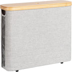 StorageWorks Toilet Paper Storage with Bamboo Lid, Toilet Paper Holder Basket for Up to 9 Mega or 12 Regular Size Rolls, Medium Paper Storage Baskets for Bathroom, Grey, 1 Pack