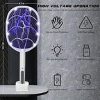 Electric Fly Swatter Rackets, 2-in-1 Handhold Bug Zapper with 3000V High Voltage, Plug-in Mosquito Killer Insect Light Trap with 3 Layer Safety Mesh Portable for Indoor Outdoor Use (2)