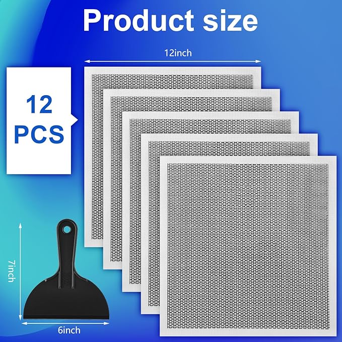 Blulu 13 Pcs 12 x 12 Inch Drywall Repair Kit Self Adhesive Mesh Drywall Patches with Scraper for Holes, Repair Kit for Large Holes Wall Ceiling Tools