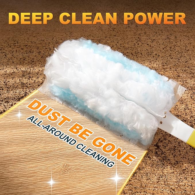 JOYMOOP Disposable Duster Set, 30 Pcs 360 Heavy Duty Duster Refills with 1 Dusting Wand, Disposable Dusters for Cleaning Home & Car, Multi-Surface Dusters, for Dusting Corners, Ceiling Fans, Furniture