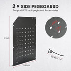 TRZZ 2-in-1 Power Tool Organizer Wall Mount, 3-Layer Drill Holder with 2 Side Pegboards, 8 Drill Holders, 4 Hooks, and 1 Drill Bit Rack, Tool Storage for Garage, Workshop, and Tool Room (Black)