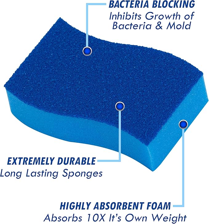 ELITRA Heavy Duty Scrubber Sponge With Hydrophilic Foam Technology - Blue - 24 Pack