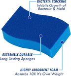 Elitra Essentials Scrubber Sponge, Non-Scratch Hydrophilic Foam Technology - Odor Resistant, Curved Grip, Dual-Sided Foam & Acrylic Grain Surface, Made in USA (Pack of 6)