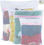 Vivifying Mesh Laundry Bags, 4pcs Durable Coarse Mesh Wash Bags with Zipper for Washing Machine, Delicates, Lingerie, Socks, Shoes and Stuffed Animals