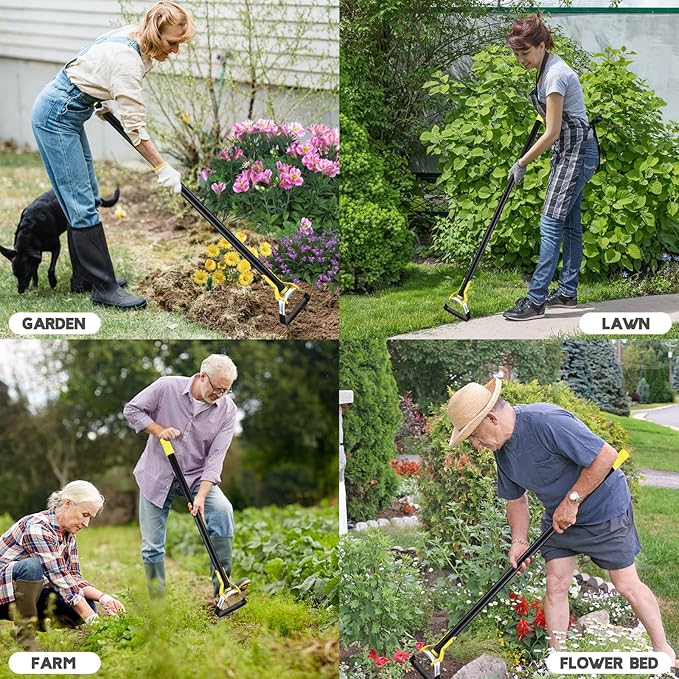 Hoe Garden Tool - Heavy Duty Hula Garden Hoe for Back-Saving Weeding,30-72 Inch Long Handle Stirrup Hoes for Weed Scraper,Scuffle Action Loop Hoe for Flower Beds,Yards,Raised Beds