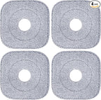 4 Pack 8.6" Square Microfiber Mop Pads Refills, Machine Washable, Highly Absorbent, Compatible with for True & Tidy Spin Mop and Most Square Spin Mops & Bucket