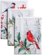Maison d' Hermine Kitchen Towels Set of 3 100% Cotton 27.50" x 20" Reusable Cloth Tea Dish Towels Absorbent with Hanging Loop for Kitchen, Home, Dining, Cocktail Parties (Morzine)