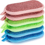 Dual-Sided Multi-Purpose Scrub Sponges, Non-Scratch Dishwashing Sponges for Kitchen, Reusable Microfiber Sponge for Efficiently Cleaning Dishes, High Density Sponge Inside (6 Pack, Medium 3 Color)