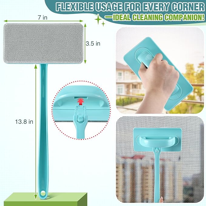 Mesh Screen Cleaner, Detachable Window Cleaning Brush, Dry and Wet Dual Use Tool with Screen Washing Equipment, Perfect for Easy and Efficient Window Cleaner Tool Maintenance(3 Pack)