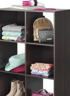 Whitmor 6 Cube Storage Organizer, 3 Tier Stackable Mdf Wood Bookcase, Open Storage Display Bookshelf, Storage Cabinet for Living Room, Bedroom, Home, Office, 23.7"L x 11.7"W x 35.2"H, Black