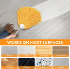 Matthew Microfiber Mop Replacement Compatible with Microfiber Cloth Mop Refill,Stainless Steel Spin Mop Replacement 54" Handle with Wet Mop for Floor Cleaning (2 Mop Heads w/1 Handle)-Orange