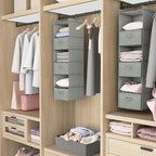 MAX Houser 6 Tier Shelf Hanging Closet Organizer, Closet Hanging Shelf with 2 Sturdy Hooks for Storage, Foldable (Light Grey-D3)