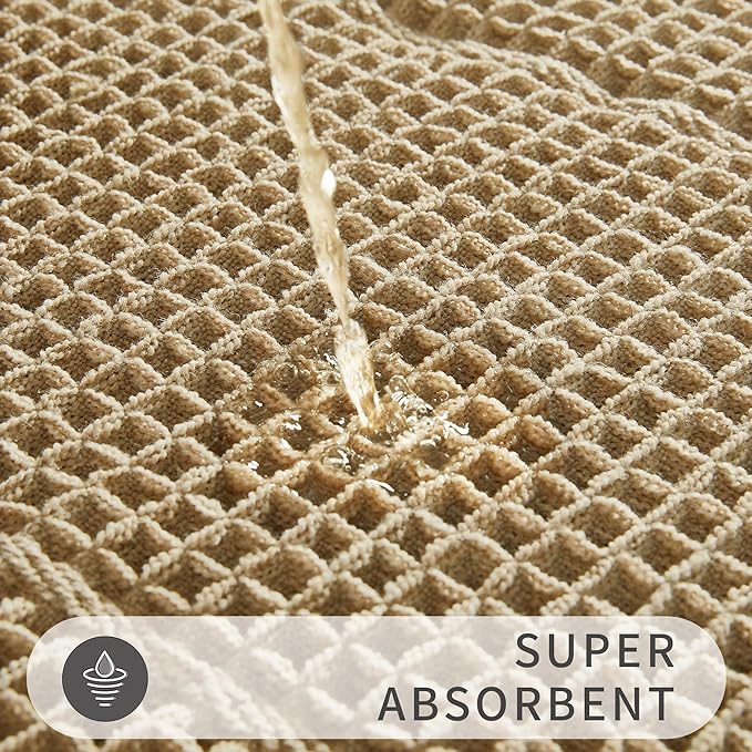 Bath Rugs Mat,Upgraded Waffle Bath mat,Super Absorbent Non Slip Bath Rugs,Machine Washable Rugs for Shower Room, Rubber Backed Bath Mats, Ultra Soft,Brown,18" x 30"