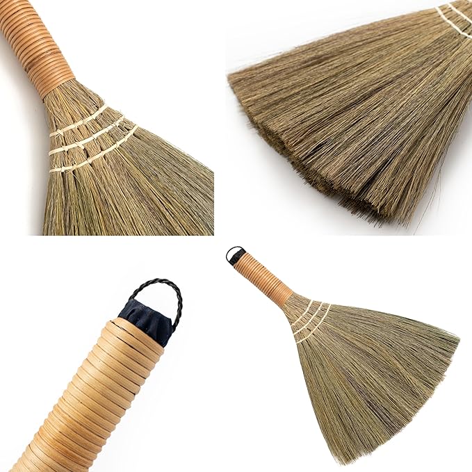 Set of 2 Brooms for Kid 12.6 inch & 16.54 inch - Vietnamese Natural Straw Soft Broom -Soft Bristle Brooms, Decorative Broom