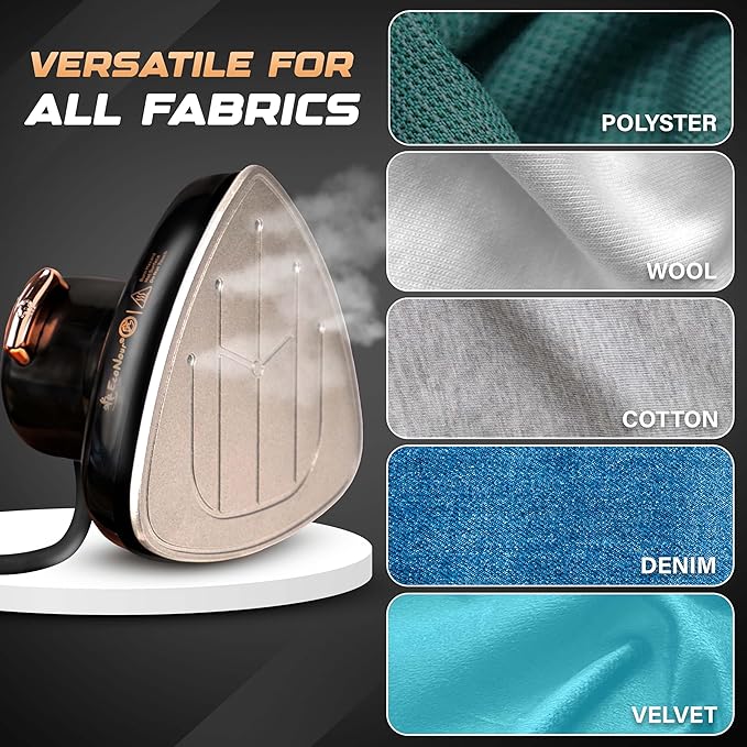 Econour 2-in-1 Mini Travel Iron & Steamer with temperature control, light indicator, and non-stick soleplate. Compact, portable, and ideal for travel, crafting, quilting, sewing, and handcraft project