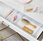 IDesign Decorative Countertop Vanity Tray Organizer for Bathroom, Bedroom, Closet, Entryway, The Clarity Collection – 4” x 8” x 2”, Clear, Small
