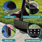 One-Piece 40in Manual Edger Lawn Tool with Spring Steel Blade Manganese Steel Border Edger for Landscaping Rustproof Half Moon Edger with Rubber Handle for Garden Maintenance