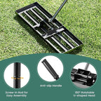 Goplus Lawn Leveling Rake, 30" x 10" Heavy Duty Level Lawn Tool w/ Ergonomic Handle for Soil, Effort-Saving Landscape Rake for Garden, Backyard, Golf Course, Farm, Pasture, Black