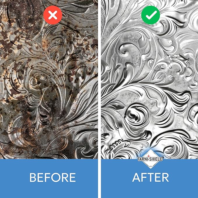 Tarni-Sheild Silver Polish - Clean, Polish, and Protect Against Tarnish - 8 Ounces – Safely Cleans Silver, Copper, Brass, and Other Metals in Just One Application - 6 Pack