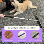 Room Groom PET Carpet Rake Groomer with Telescoping 54 " Adjustable Handle, with Lint Remover Brush Tool, Carpet Brush for Pet Hair and Refreshing Carpets, (Black/Purple)
