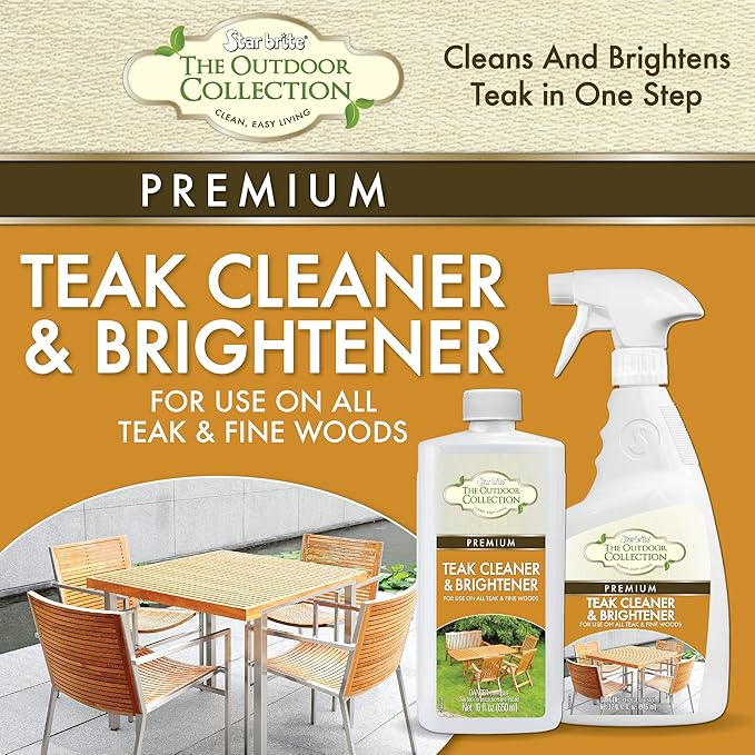 STAR BRITE Outdoor Collection Teak Cleaner & Brightener - One-Step Teak Restoration, Renew Weathered, Gray Teak for Refinishing or Oiling - 32 OZ Spray