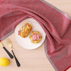 Homaxy Premium Kitchen Towels(18”x 28”, 6 Pack), Large Cotton Kitchen Hand Towels, Flat and Terry Dish Towels, 380 GSM Highly Absorbent Tea Towel Set with Hanging Loop, Red/Grey/Khaki