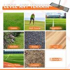 Lawn Leveling Rake,45"x10" Heavy-Duty Steel Lawn Leveler with 84" Anti-Slip Handle, Yard Leveling Rake Perfect for Garden, Backyard, Golf Course, Farm & Landscaping