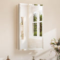 TETOTE 15 x 26 Bathroom Mirror with Storage with Tempered Beveled Mirror Silver Medicine Cabinet Aluminum Cabinet DTC Hinges, Stepless Adjustable Shelves, Recessed/Surface-Mounted