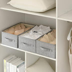 Linen Folding Storage Bins, 3 Pack Large Storage Baskets, Washable, Clothing Storage Bins with Handle, Closet Organizer for Storage Sweater,Sheets(dark grey, 16"x9½"x6¾")