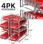 Simple Houseware Soda Can Organizer Stackable Rack Dispenser for Pantry/Refrigerator, Chrome, 4 Pack