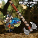 SHINY CRAFTS ® Hand-Forged Viking Axe | Bearded Hatchet | Medieval Battle Tool for Camping & Survival | Unique Gift for Men, Groomsmen & Christmas (Brown-SCA-13)
