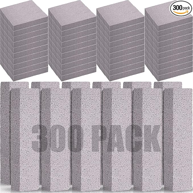 Chinco 300 Packs Pumice Stone for Cleaning, Scouring Pad Removing Stain Grime Without Leaving Scratches for Kitchen Oven Stove Home Bathroom Toilet Pool House Cleaning Supplies