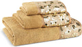Zahari Home Sinatra Modern Bathroom Towel Set - 3 Piece Luxury Contemporary Decor Bling Champagne Gold Bath Towel Set Soft, Plush and Highly Absorbent