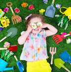 12 Pieces Kids Beach Sand Tools Long Beach Shovel Spade Sand with Sturdy Wooden Handle Safe Garden Tools Including Spoon, Fork, Rake, Flat, Pointed Shovel Cylinder Spoon Gifts for Kids