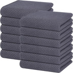 Homaxy 100% Cotton Waffle Weave Kitchen Dish Towels, Ultra Soft Absorbent Quick Drying Cleaning Towel, 13 x 28 Inches, 12-Pack, Dark Grey