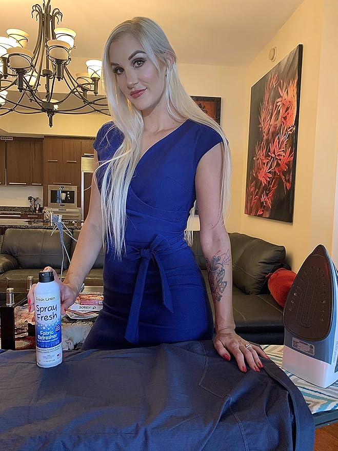 Spray Fresh Fabric Refresher - Deodorizer & Freshener for Clothing, Bedding, Luggage, Furniture & More - Eliminates Smoke Smell & Other Pesky Odors - Helps Prevent Fabric from Wrinkling (Baby Powder)