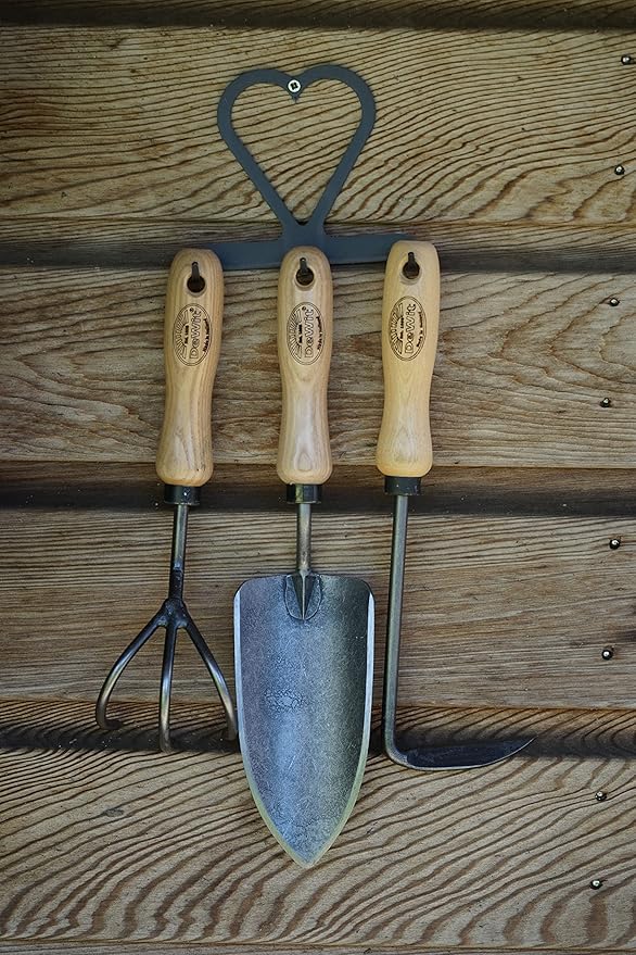 Dewit 3-Tool Bundle with Holder, 3-Piece Lightweight Gardening Set with Hand Trowel, Right Hand Cape Cod Weeder, and Cultivator