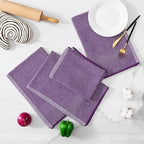Homaxy Premium Kitchen Towels(18”x 28”, 8 Pack), Large Cotton Kitchen Hand Towels, Flat and Terry Dish Towels, 380 GSM Highly Absorbent Tea Towel Set with Hanging Loop, Purple