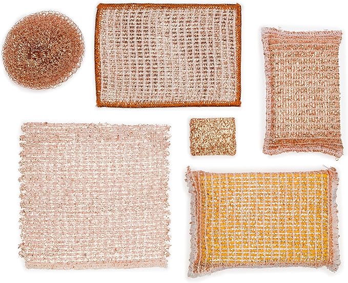 Redecker Copper Cleaning Cloth Dual-Sided Copper & Microfiber Kitchen Scrubber for Pots Pans Stove & Sink 2 Pack 5.7 x 4.1 in Made in Austria