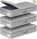 punemi Under Bed Storage Containers, Large Underbed Storage Bags with Firm Sides, Lid and 3 Handles, Flat Storage Organizer for Blankets, Clothes, Comforters, Toys and Closet, 31.1 x 15.7 x 6 in