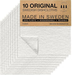 SUPERSCANDI 10 Pack Swedish Dishcloths for Kitchen - 100% Biodegradable & Compostable Reusable Paper Towels Washable, Food-Safe & Without Plastic - Dish Rags Suitable for Any Surface, White