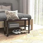 Simple Houseware Wood Top Shoe Storage Bench for Entryway, Dark Brown