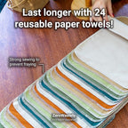 Reusable Paper Towels - Value Pack of 24 Paperless Paper Towels! - 100% Cotton, Super Soft, Absorbent, Washable and Made To Last