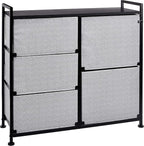 Amazon Basics Closet Organizer with 5-Fabric Storage Drawers for Bedroom, Living Room, Black