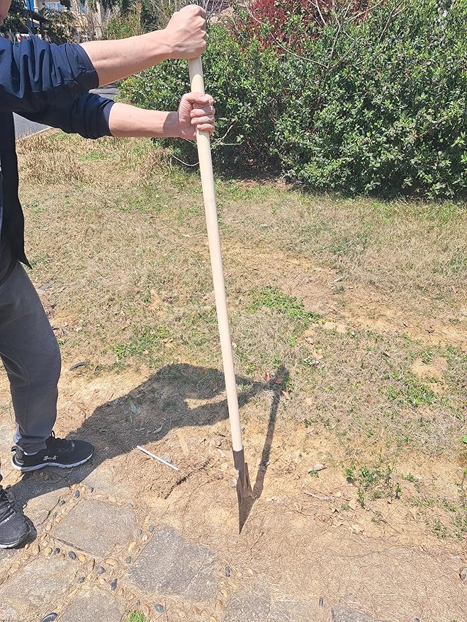 59 inch Wood Handle Ice Chopper and Lawn Edger, Weeding Tools Gardening Flat Spade for Lawn Edging, Ice Scraper, Steel Head Wood Handle